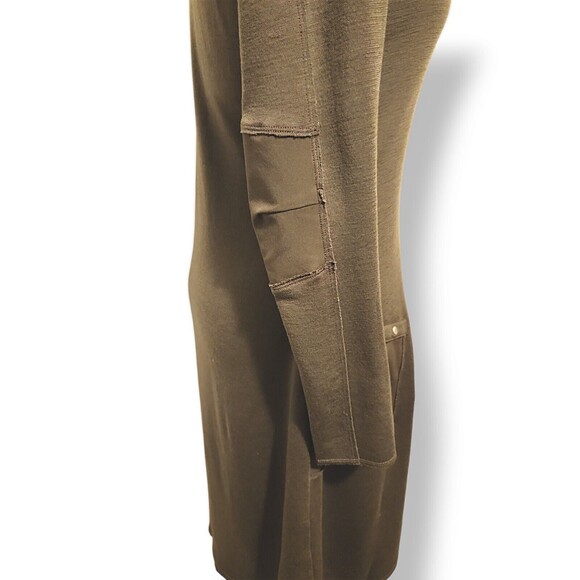 Nau Size L Womens Gray 100% Wool Long Sleeve Front Snap Sheath Dress *Flaw - Picture 6 of 9